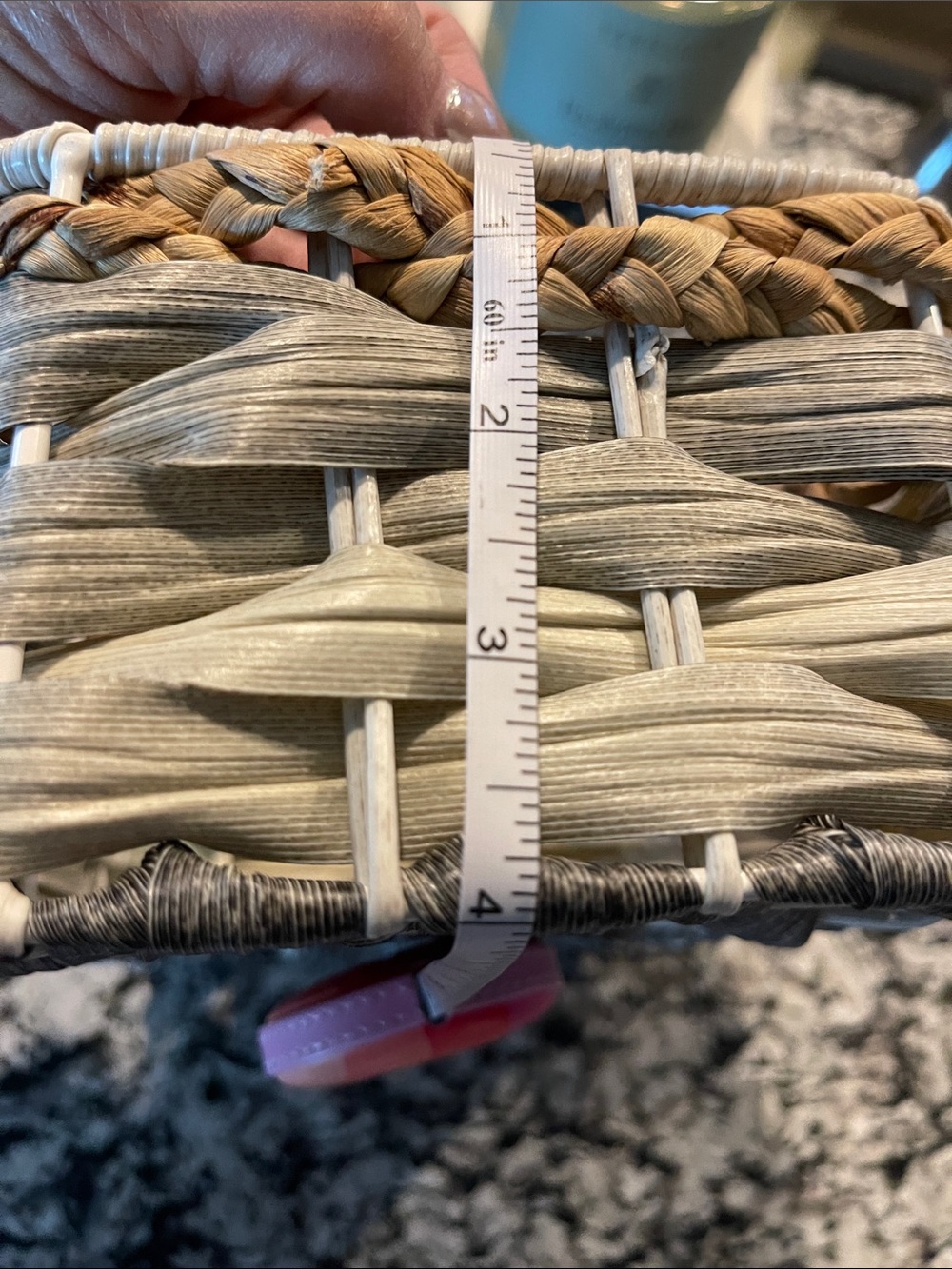 Woven Rectangular Storage Basket in Natural, Gray and White - Unbranded - Picture 7 of 7